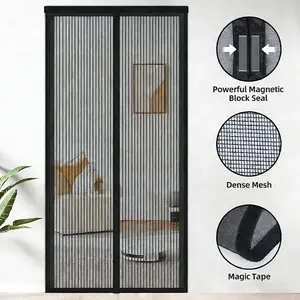 Mosquito Door Curtain Bedroom Home Use Magnetic Partition Curtain with Hook and Loop Fastener Summer Insect Proof Screen Window without Drilling