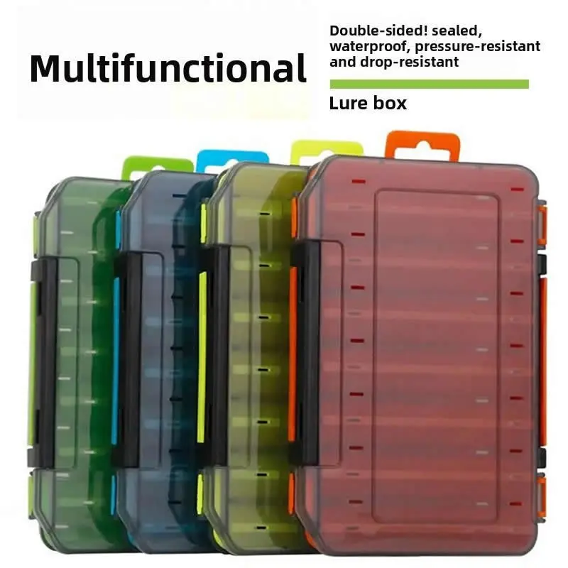 Double-sided lure box, double-layer thickened hard bait storage box, multi-compartment portable box for organizing accessories, sea fishing storage box, Fishing Tackle Organizer, Fishing Boxes, Tackle Box Waterproof