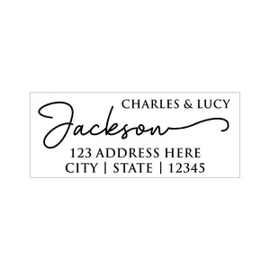 Personalized Couple Address Stamp with Family Name | Custom Self-Inking Stamp | 4914 - Size 1" x 2.5"