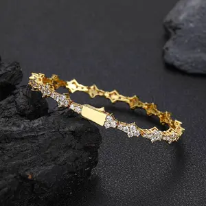Daxin Jewellery 6.5mm 18K Gold Plated CZ Tennis Bracelet, Unisex Premium Bracelet for Everyday & Party Wear