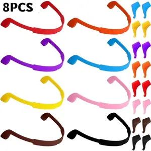 8-Pack Silicone Eyeglass Retainers, Anti-Slip Glasses Strap for Men and Women