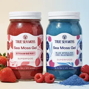 True Sea Moss Gel 2-Jar Bundle: Blue Spirulina-Raspberry & Strawberry – Rich in Essential Minerals & Vitamins – supports overall vitality