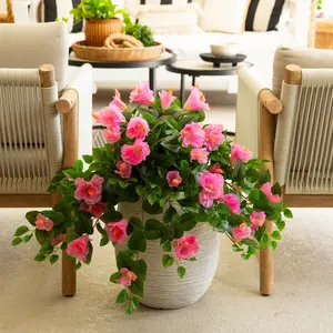 24" UV Resistant Artificial Hibiscus Hanging Plant (Indoor/Outdoor) - Set of 2