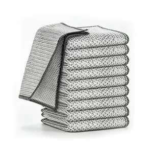 CLEAN MAGICIAN 10 Counts Dishwashing Rags, Wet and Dry Use, Multipurpose Non-Scratch Wire Dishcloths for Kitchen Cleaning, Reusable Wire Cleaning Cloths for Kitchen, Sinks, Pots, and Pans
