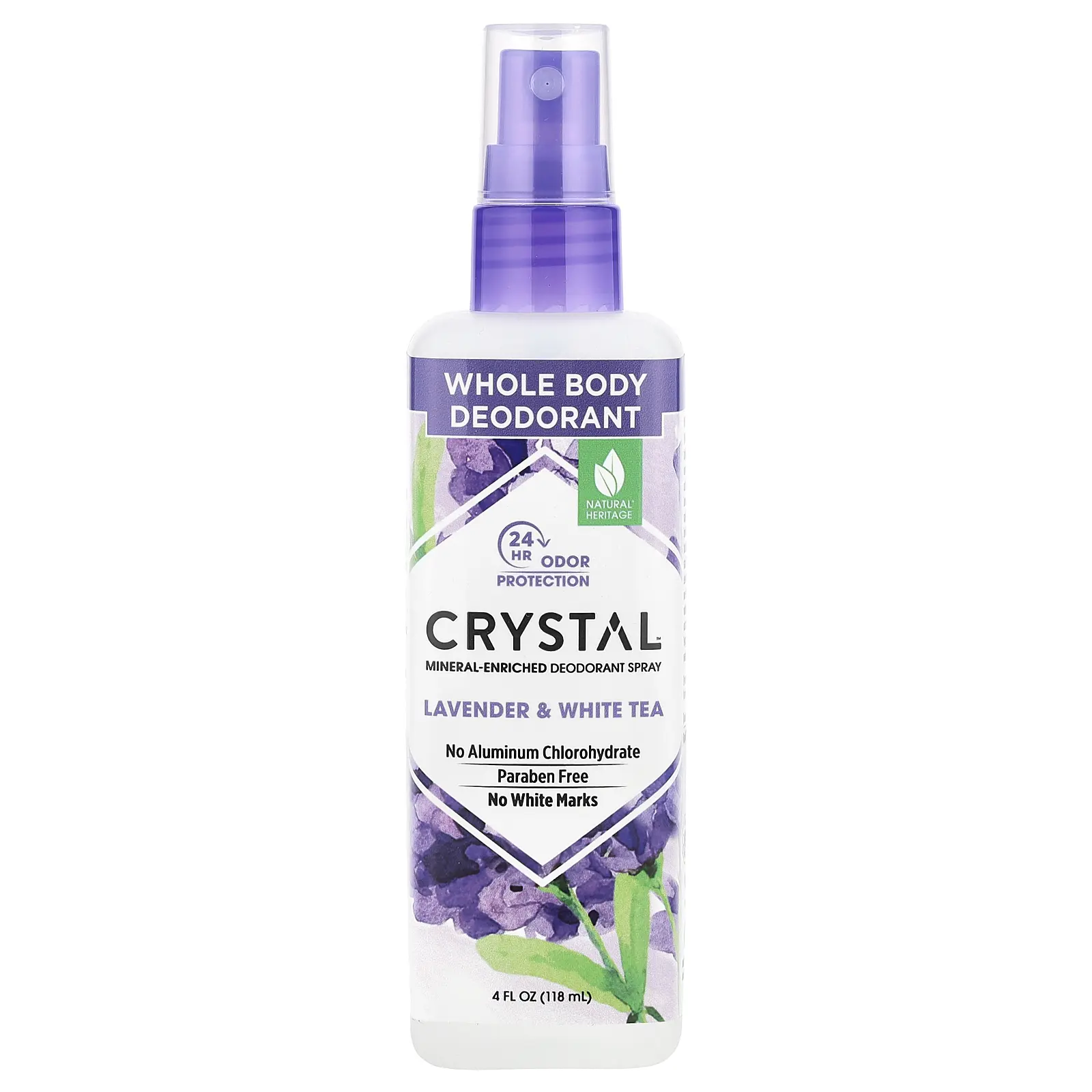 CRYSTAL Mineral-Enriched Deodorant Spray, Lavender & White Tea, 4 fl oz (118 ml)