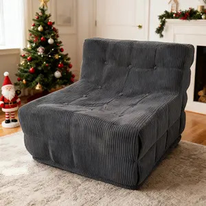 Caterpillar Lounge Chair fits Ikea Kallax & Pax Decor | Versatile Davenport Furniture Alternative | Grey Corduroy Floor Sofa with Removable Cover | Modern Accent Chair for Small Spaces