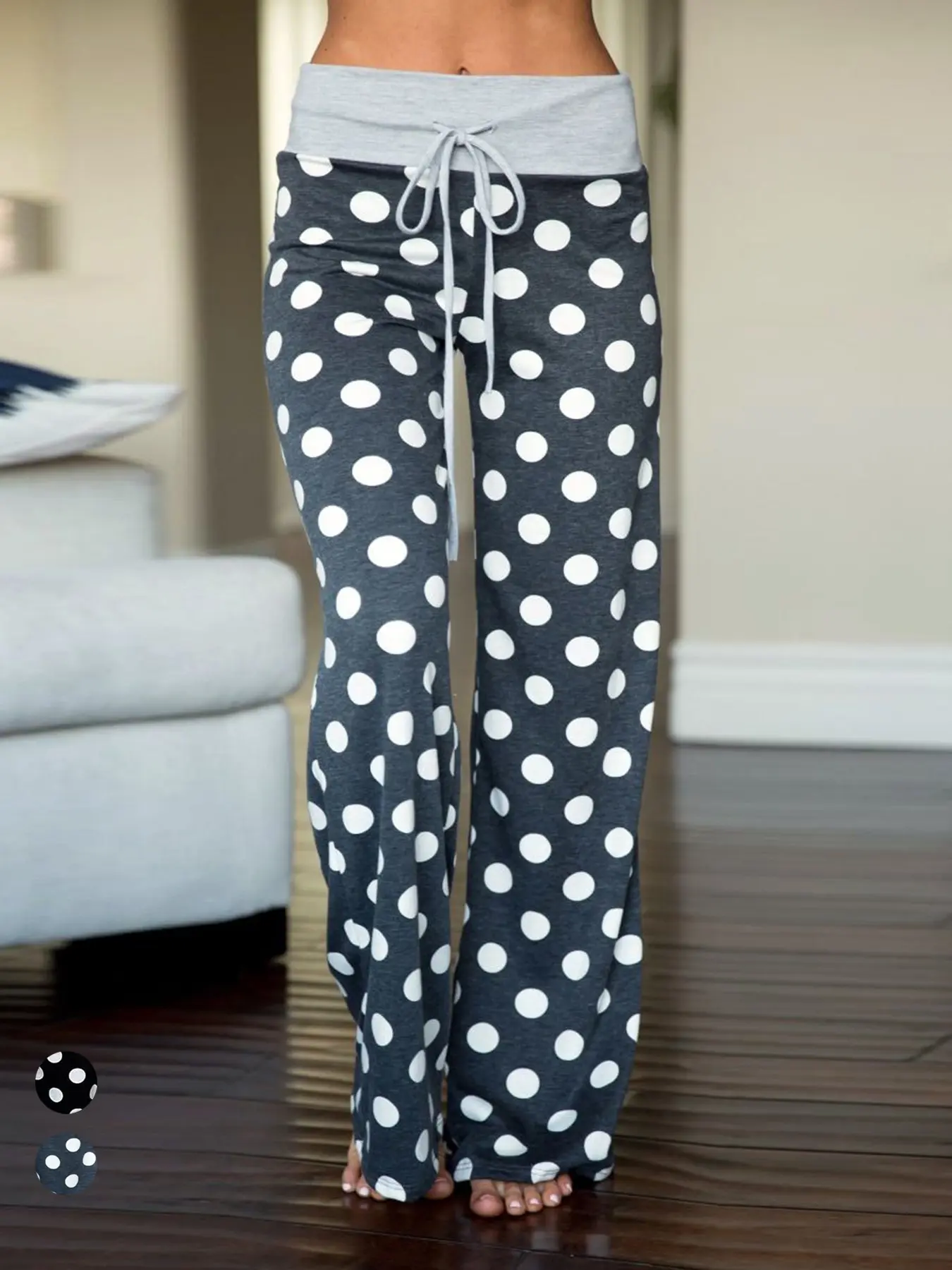 Women's new elastic pants with polka dot print loose pants soft comfortable Pajama sleeping pants Loungewear loose fit sleepwear S-XXL