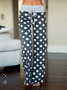 Women's new elastic pants with polka dot print loose pants soft comfortable Pajama sleeping pants Loungewear S-XXL