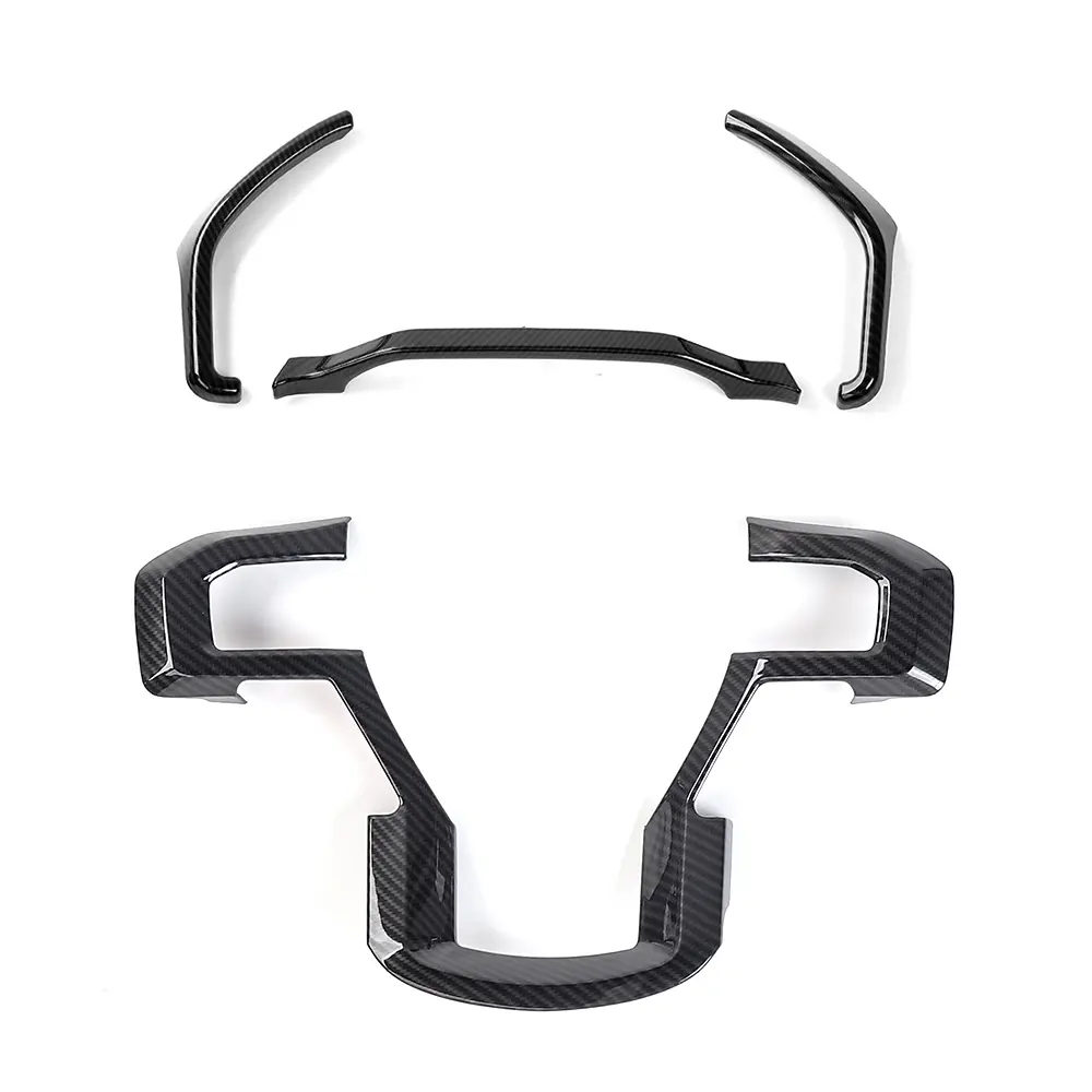 4-Item/Set ABS Car Interior Kit for 2015-2020 Ford F150 - Laser-Cut Custom Fit Dashboard Cover, Steering Wheel Trim, Dash Trim, UV-Coated UV-Resistant Glossy Look, Adhesive-Backed DIY Install Set Kit