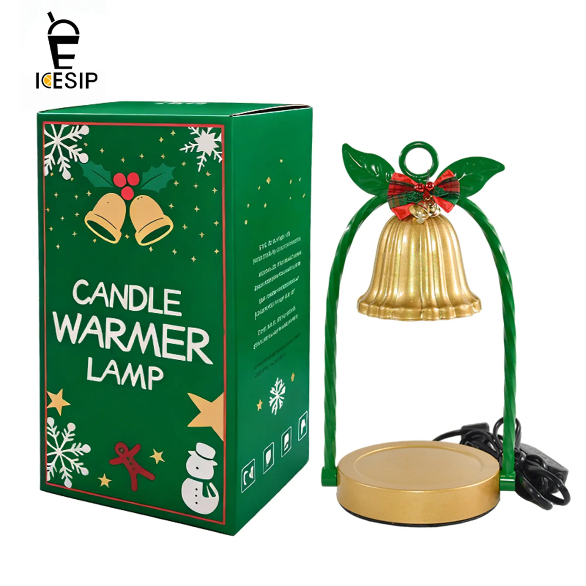 ICESIP 2-Pack Heated Candle Warmer Lamp - Stainless Steel Christmas Green Fragrance Diffuser with Timer, Dimmer, Adjustable Height for New Home Bedroom Vintage Decor