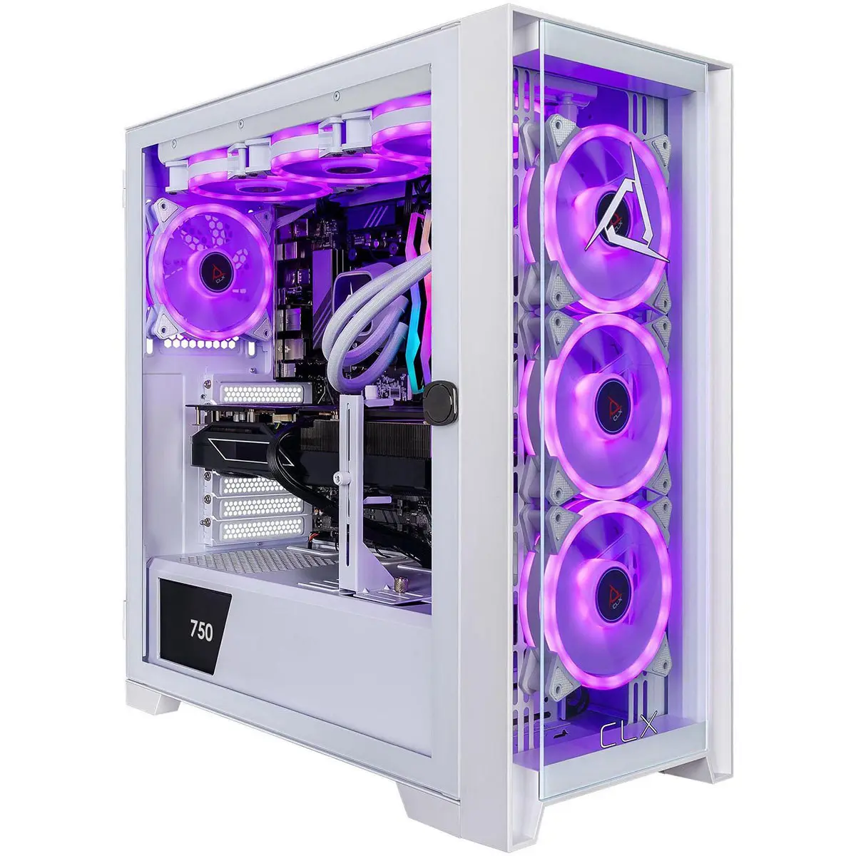 CLX SET Liquid Cooled Gaming Desktop Computer, AMD Ryzen 9 9900X 4.4GHz, 32GB RAM, 2TB SSD, NVIDIA GeForce RTX 5070 Ti 16GB, Windows 11 Home, White