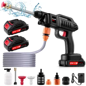 300W Cordless Pressure Washer, with 0°and 40° Nozzle, 16.5FT Hose,Portable Power Washer,2PCS 2AH 21V Battery and Charger,Handheld Pressure Washer for Garden,Car Wash and Walls