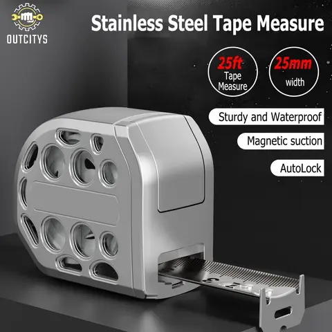 25FT/16FT Retractable Tape Measure Stainless Steel Measuring Tape With Double sided Scale Waterproof Portable AutoLock Ruler With Magnetic engineer