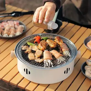 Compact Stainless Steel Charcoal Grill Set, Portable Tabletop Grill, Indoor Outdoor Use, Perfect for Family Gatherings, Camping, Backyard Cooking, BBQ Charcoal Grills