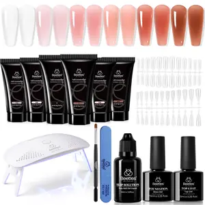 Beetles Poly Gel Extension Nail Kit with Uv Light【Base&Top Gel+Poly Gel+Manicure Tool】Nail Extension Gel Set Builder Gel Gift for girl Gift for woman gel x nails  Cutics beauty Storage #TikTokShopBacktoSchool