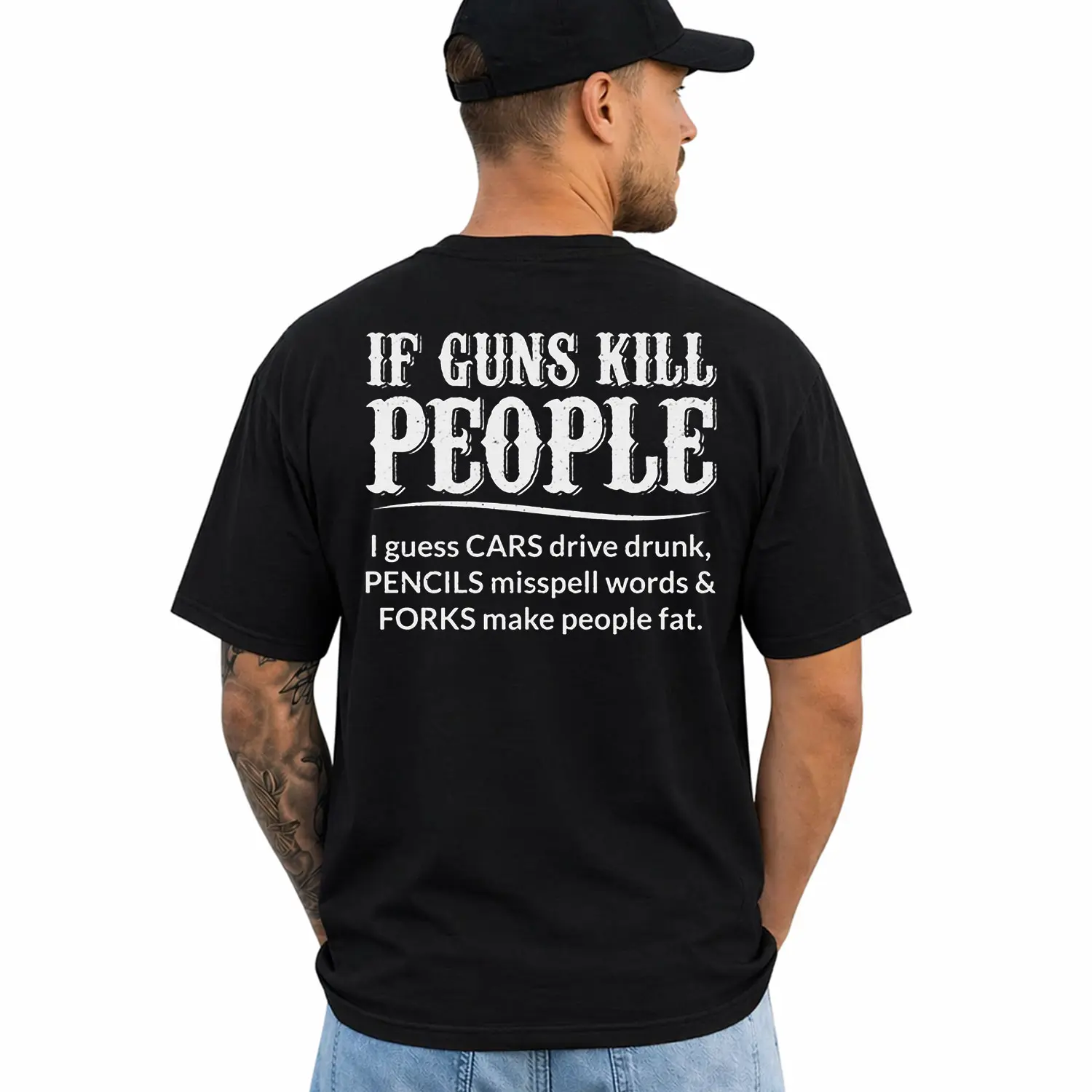 If Guns Kill People T-Shirt, Short Sleeve Printed Graphic Shirt, Daily Casual Cotton Menswear