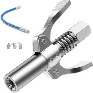 Coupler,Quick Lock Double Handle   Nozzle with12IN Spring Hose and Three  Fittings are Included,Rated 10000 PSI