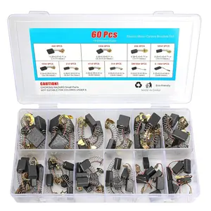 60 count Electric  Carbon Brushes Set, 10 Assorted Sizes Graphite & Copper Replacement  for Power Tools, Drills, Saws, Grinders, Motors