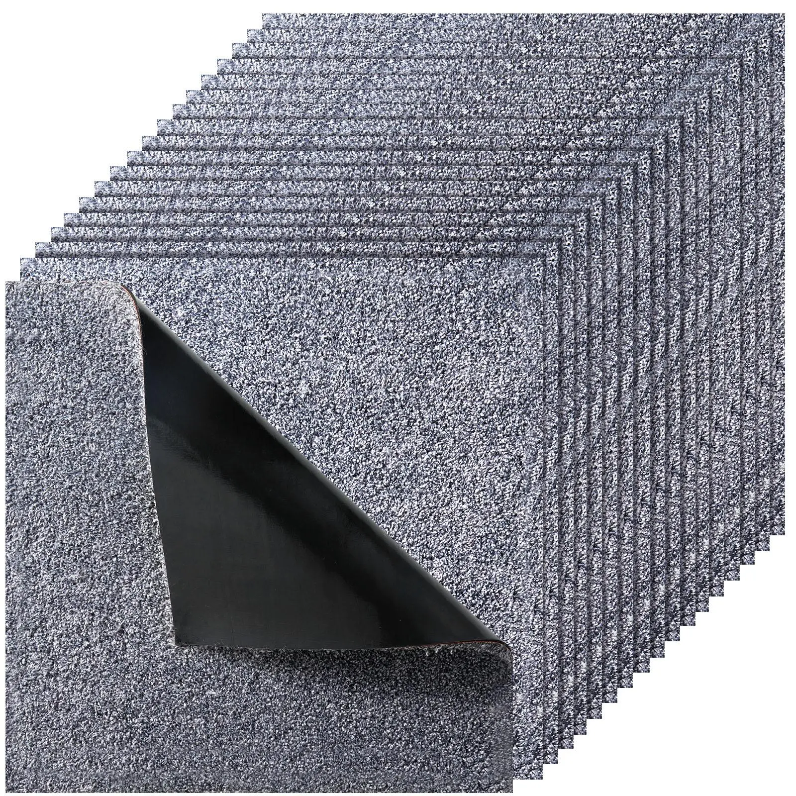 【SummerFinds】VEVOR Carpet Tiles 18x18 inch, 10 Pack Carpet Square Rug Detachable & Damage-free, Self Adhesive Home Floor Soft Plush Padded for 22.5sq.ft Coverage, Easy DIY for Living Room & Bedroom, Gray