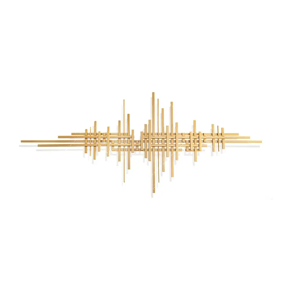 Homary 47.2"x19.7" Hangable Handcrafted Decor - Geometric-Shaped Gold-Line Metal Prints, Modern Art Abstract Art Decoration for Living Room Home Supplies Iron