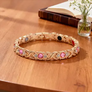 Women's Pure Copper Magnetic Bracelet Four-Leaf Clover Minimalist Jewelry 3500 Gauss Magnets Ideal Gift Choice Adjustable Beaded Design Modern Fashion Accessories for Mom & Teens  Magnetic Copper Bracelet Gift Set energy boost nuva ring bracelet