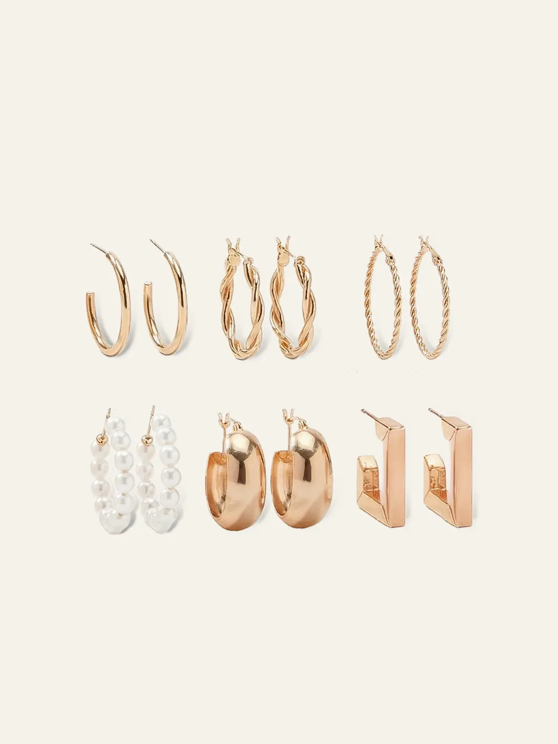 AZAZIE Minimalist Earrings 6-Pair Set for Women, Dainty Gold Hoops & Studs, Hypoallergenic Titanium Copper for Daily & Wedding Wear