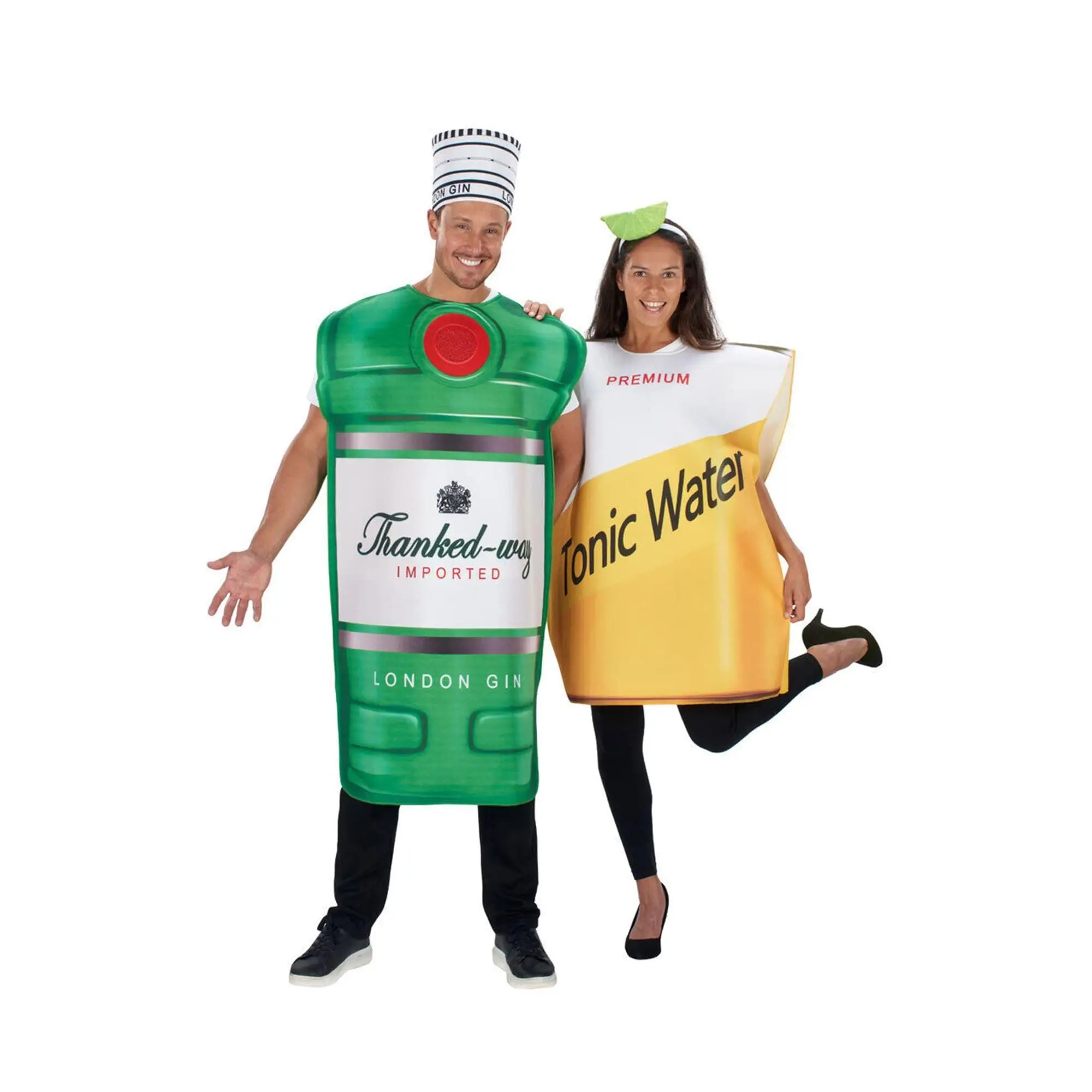 Men's Fancy Gin and Tonic 2-in-1 Couples Costume Set, Adult Menswear Clothes for Special Occasions