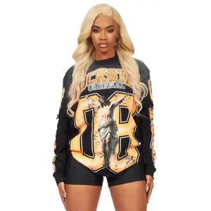 Tariqa Black/Orange Double Layer Graphic T-Shirt Tariqa Black/Orange Double Layer Graphic T-Shirt