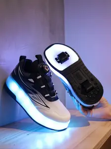 USB Charging LED Light Up Shoes for Kids, Night Glow Roller Skates, Unisex Children Sneakers, Running & Casual Sports Shoes, Footwear Athletic Trainer, Round Toe Trainers, Sports Training Shoes
