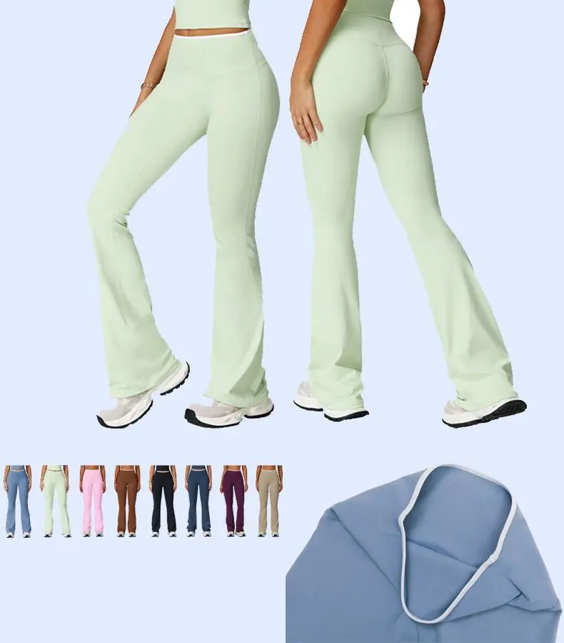 flxboo high waist flare yoga pants women contrast waistband bootcut workout leggings athletic gym activewear pants buttery soft stretch flare pants
