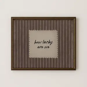 Rustic Brown Gingham How Lucky Are We Hand Written Wall Art Print, Western Trendy Decor Poster, sT39381