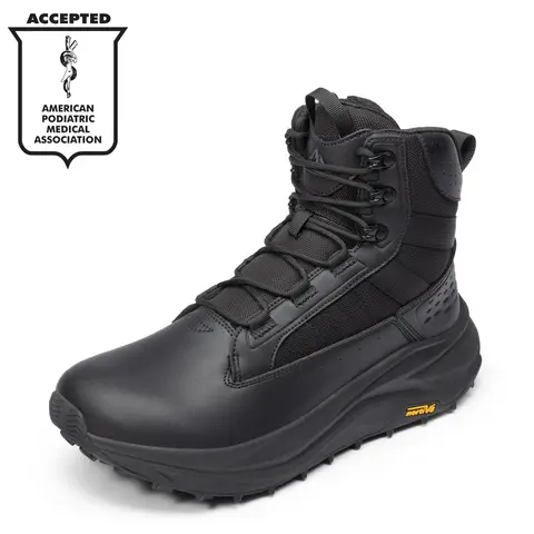 【Fall Deals】NORTIV 8 Men's Wide Toe Box Leather Work Boots - Wide Feet, Side Zipper, Low Drop, Round Toe, EVA, Velcro, Nylon, Cuban Plain Design, for Plantar Fasciitis, Bunions, Truck Driving, Men's Shoes, Walking Shoes,outdoorfun