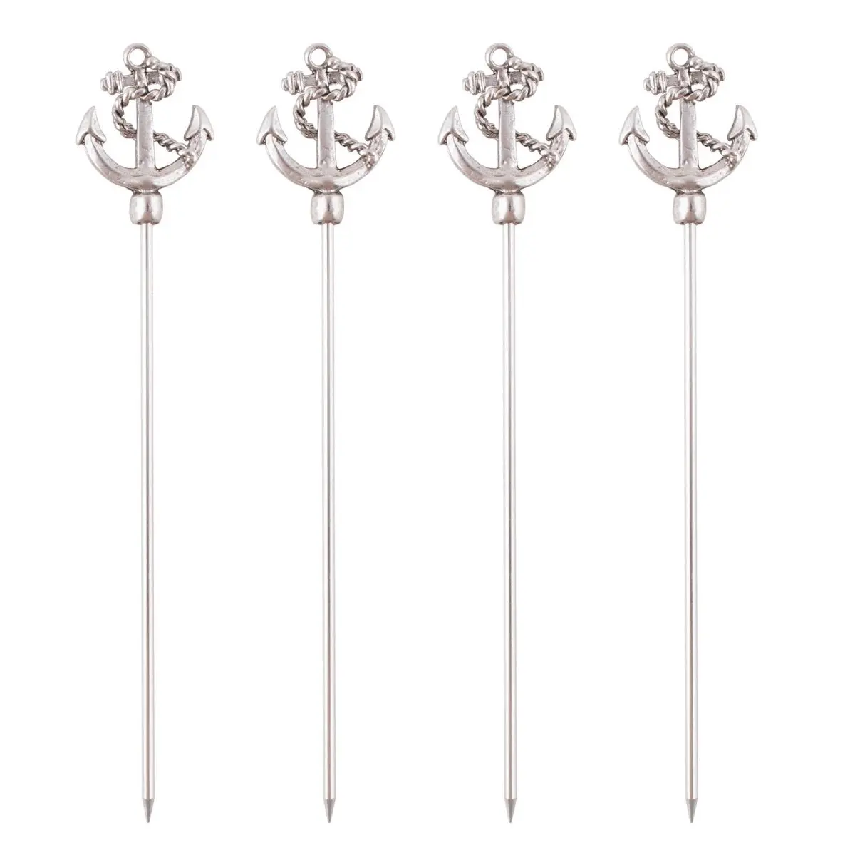 Stainless Steel Cocktail Sticks - 4-Piece Reusable Set, Essential Bar Utensils for Home Bar Use, Cocktail Cocktail Sticks