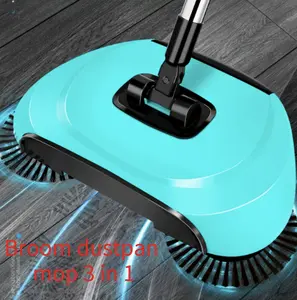 3-in-1 Multifunctional Floor Cleaner Push Sweeper Vacuum & Mop Combo Wet/Dry Use for Hardwood & Tile Floors Removes Pet Hair Dust & Debris Includes 4 Reusable Cleaning Cloths Broom Dustpan Mop 3 in 1