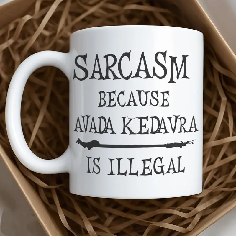 [BNB 2025 Halloween Gift]  Sarcasm Mode 11 oz 15 oz Ceramic Mug – Snarky Dark Humor Coffee Cup, Funny Gift for Coworkers, Fantasy Lovers, Wizards & Coffee Snobs