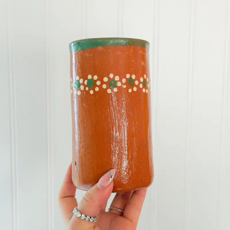 Handmade Traditional Mexican Clay Barro Mug - Shaped Reusable Drinkware, Rustic Pottery Kitchen Decor