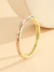 Elegant Women's Cloisonné Enamel High Quality Bracelet with Rhinestone Flower Design, Casual Jewelry for All Seasons