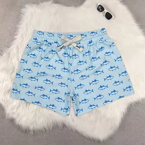 New Clothes Summer Boy Swim Trunks Grey Whale Print Boys' Swimming Shorts Kids' Beachwear