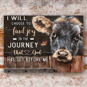Country Angus Cow Canvas Artistic Character Art Wall Art - Wooden Frame Farmhouse Decor, Suitable for Living Room, Bedroom, Office - Ready to Hang Canvas