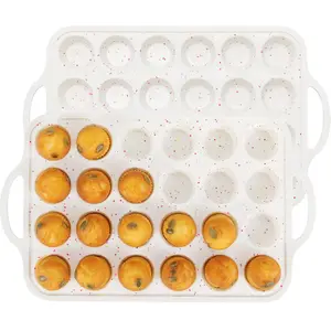 24 Cups Mini Muffin Pan - 2 Pack Silicone Cupcake Pans Nonstick 24, Small Cup Cake Silicone Molds Peanut Butter Cup Mold Mini Brownie Pan, Food Grade Egg Muffin Baking Silicone Trays, Mini Muffin Tins