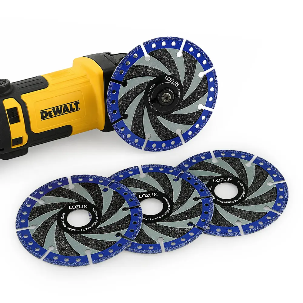 LOZLIN 3Pack 4.5In Diamond Saw Blades for Angle Grinders, Multi-Material Cutting Discs with Dust-Ejection Design for Metal, Stone and Marble