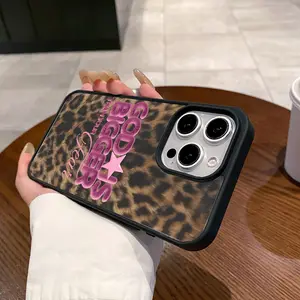 Premium Magnetic Case for iPhone11/12/13/14/15/16/promax Pink Alphabet Leopard y2k cased MagSafe Ready,Anti-Fall,Springtok and Ultra-Thin Design|Perfect for Everyday Use