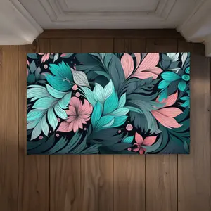 MWW CODM2134P4NW35 21 x 34 in. Neon Leaves Pink Indoor & Outdoor Door Mat - Home Decor Essential