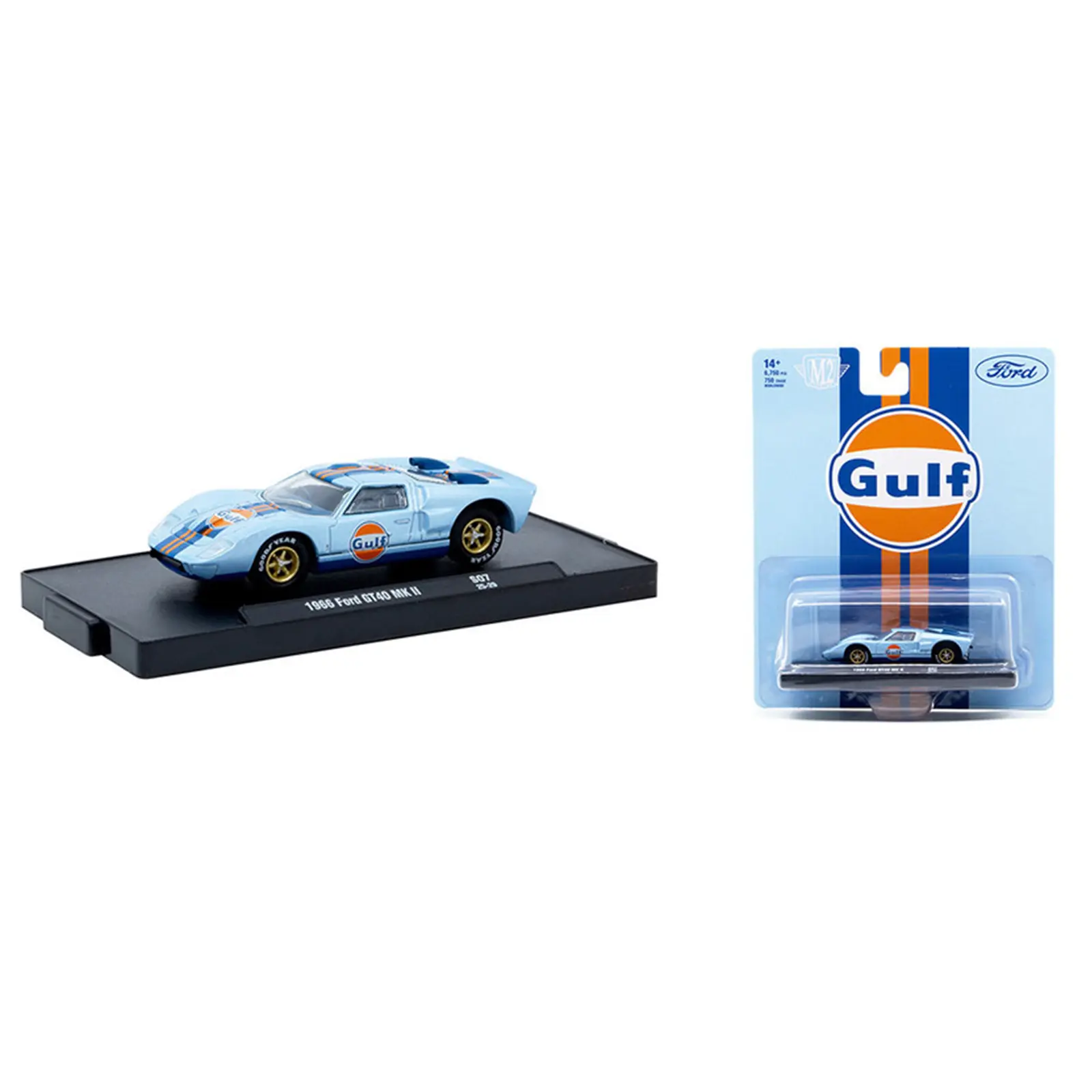 M2 Auto-Drivers 1966 Ford GT40 MK II, Gulf Livery, 1:64 Scale, Diecast Model Car