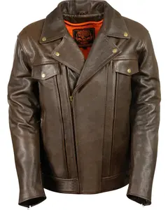 Milwaukee Leather Men's Utility Pocket Mc Jacket - Mlm1522-Retro Brown
