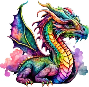 DTF Transfer – HA Watercolor Dragon Multi Sizes