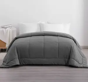 Dark Grey Down Alternative Comforter - All-Season Quilted Microfiber Bedding (All Season Quilts), Soft Lightweight, Machine Washable, with Corner Tabs