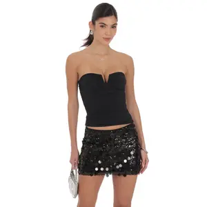 Circle Sequin Skirt in Black