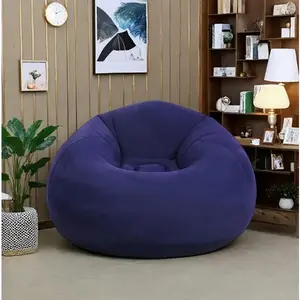 Single Inflatable Sofa / Beanbag - Foldable Outdoor Flocked Lounge Chair