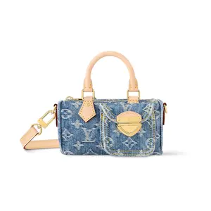 Louis Vuitton Nano Speedy Handbag for Women – Detachable Strap, Denim, Blue, Crossbody/Shoulder/Top Handle
